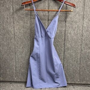 Kendall & Kylie Lavender Blue Pinstripe Backless Spaghetti Strap Dress